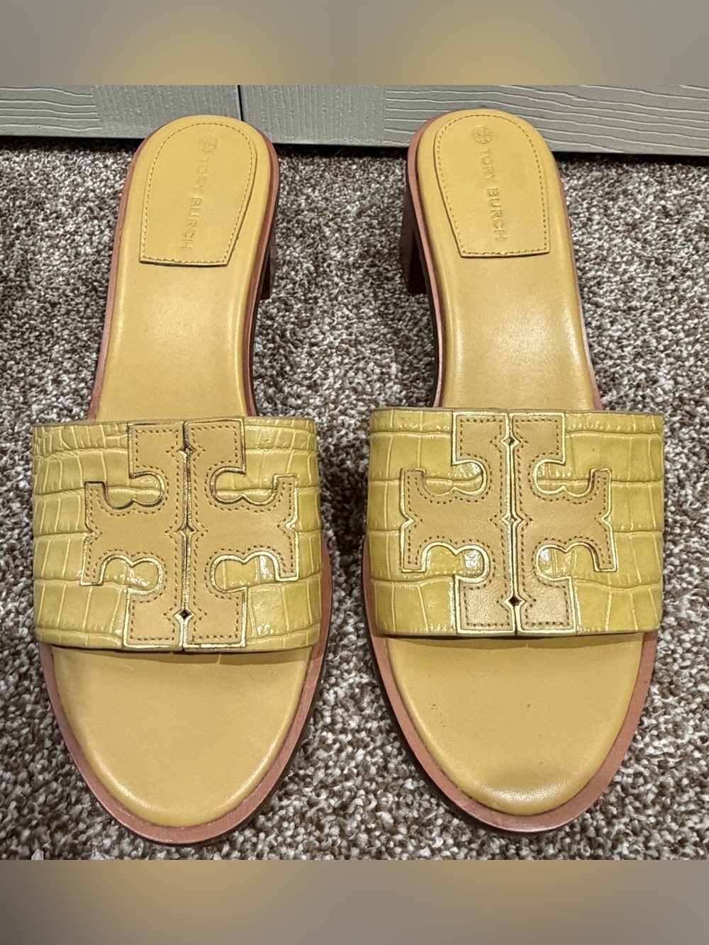 Tory Burch Everly 55mm Leather Heel Block Sandal Size 10